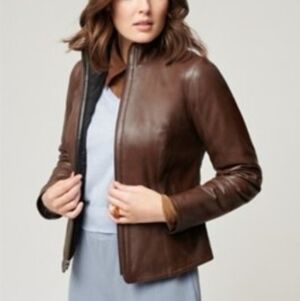 Overland Womens Virginia Reversible Leather/Down Jacket, Size:Large